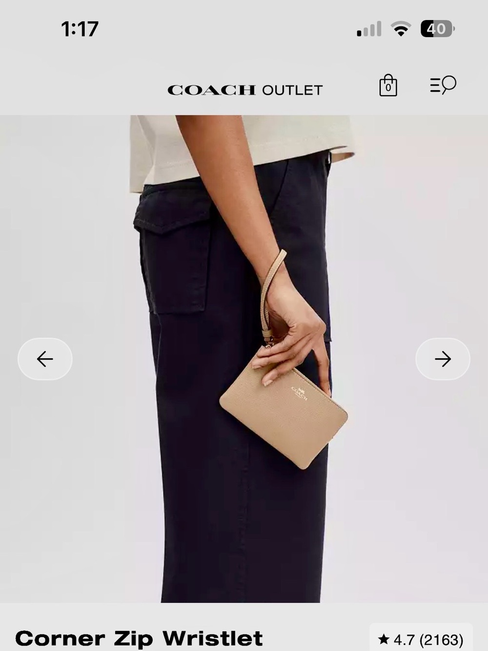 Coach corner zip wristlet